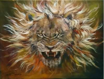 l'aura du lion tableau acrylique